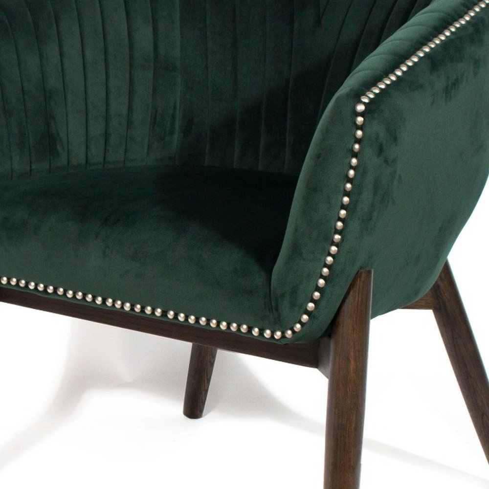 28" Green And Brown Velvet Arm Chair