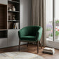 28" Green And Brown Velvet Arm Chair
