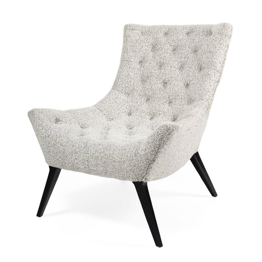 32" Gray and Black Tufted Boucle Lounge Chair