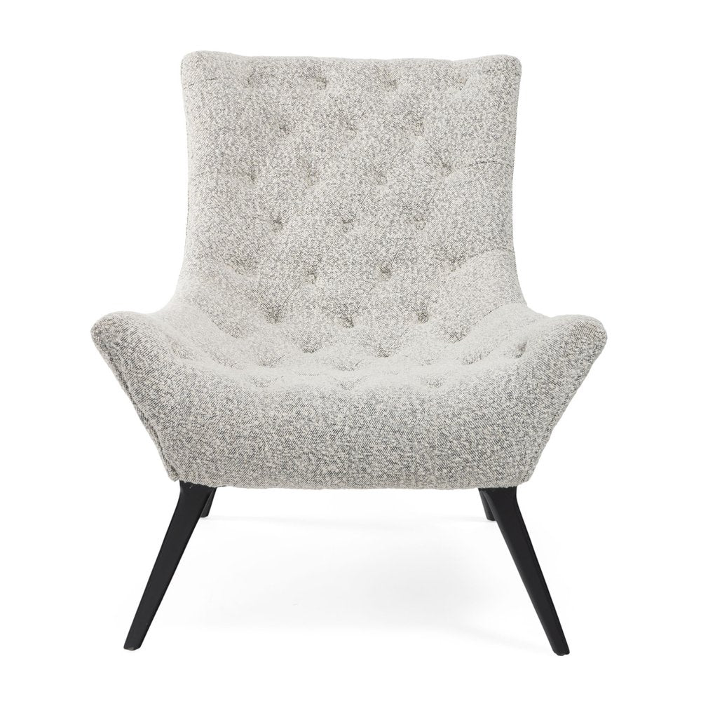 32" Gray and Black Tufted Boucle Lounge Chair