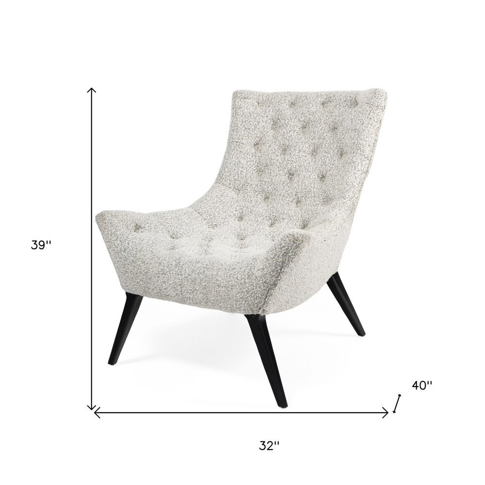 32" Gray and Black Tufted Boucle Lounge Chair
