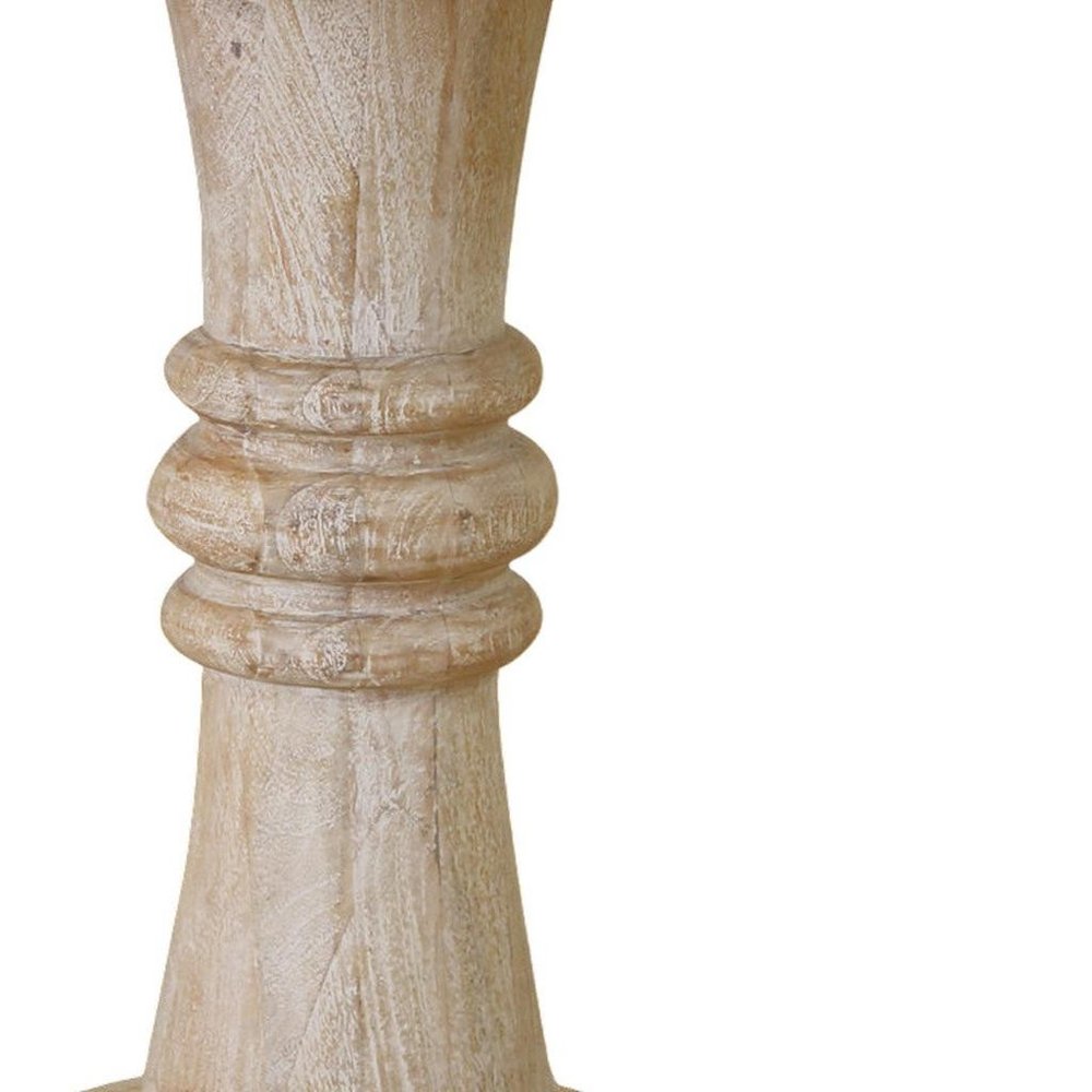 28" Brown Solid Wood Round Pedestal End Table