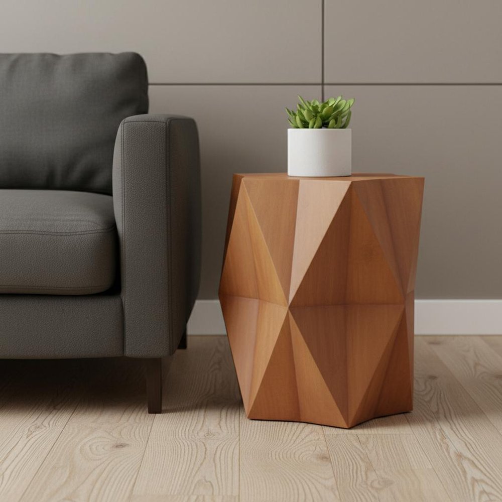 24" Brown Solid Wood End Table