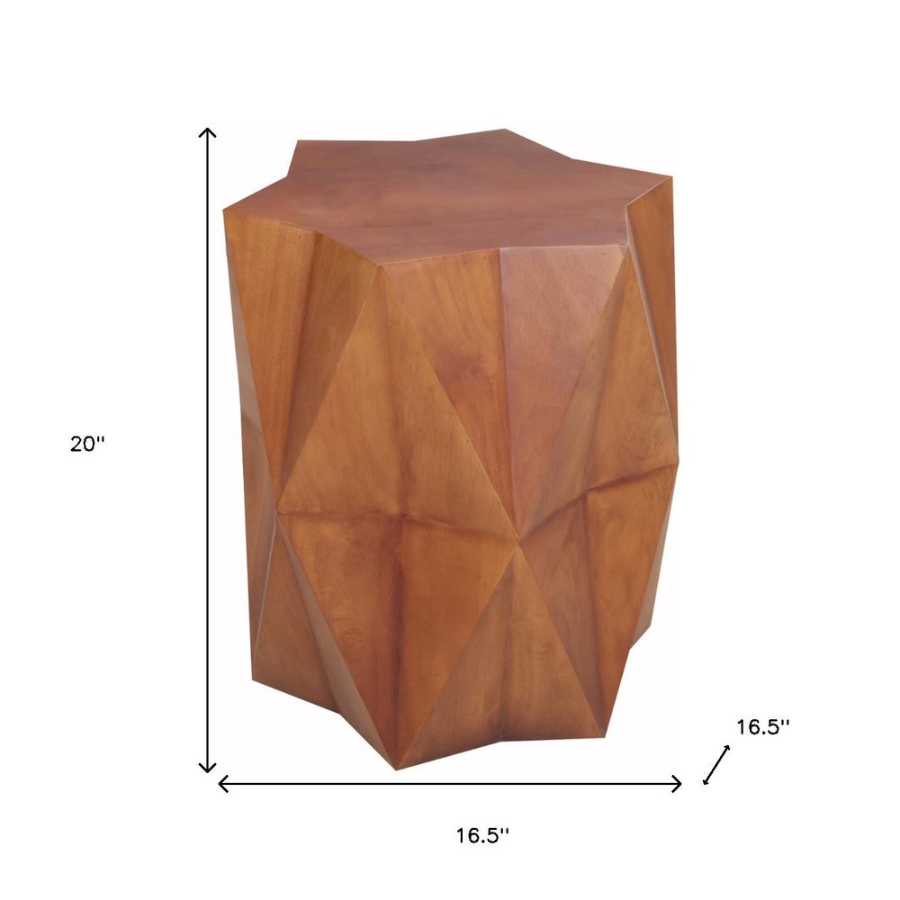 24" Brown Solid Wood End Table