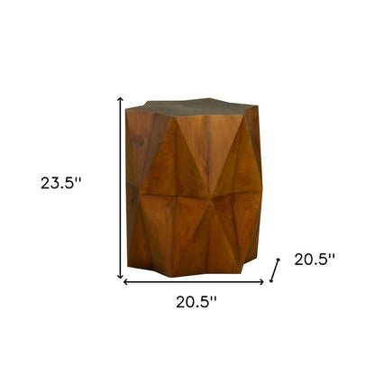 24" Brown Solid Wood End Table