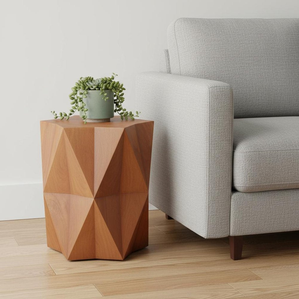 24" Brown Solid Wood End Table