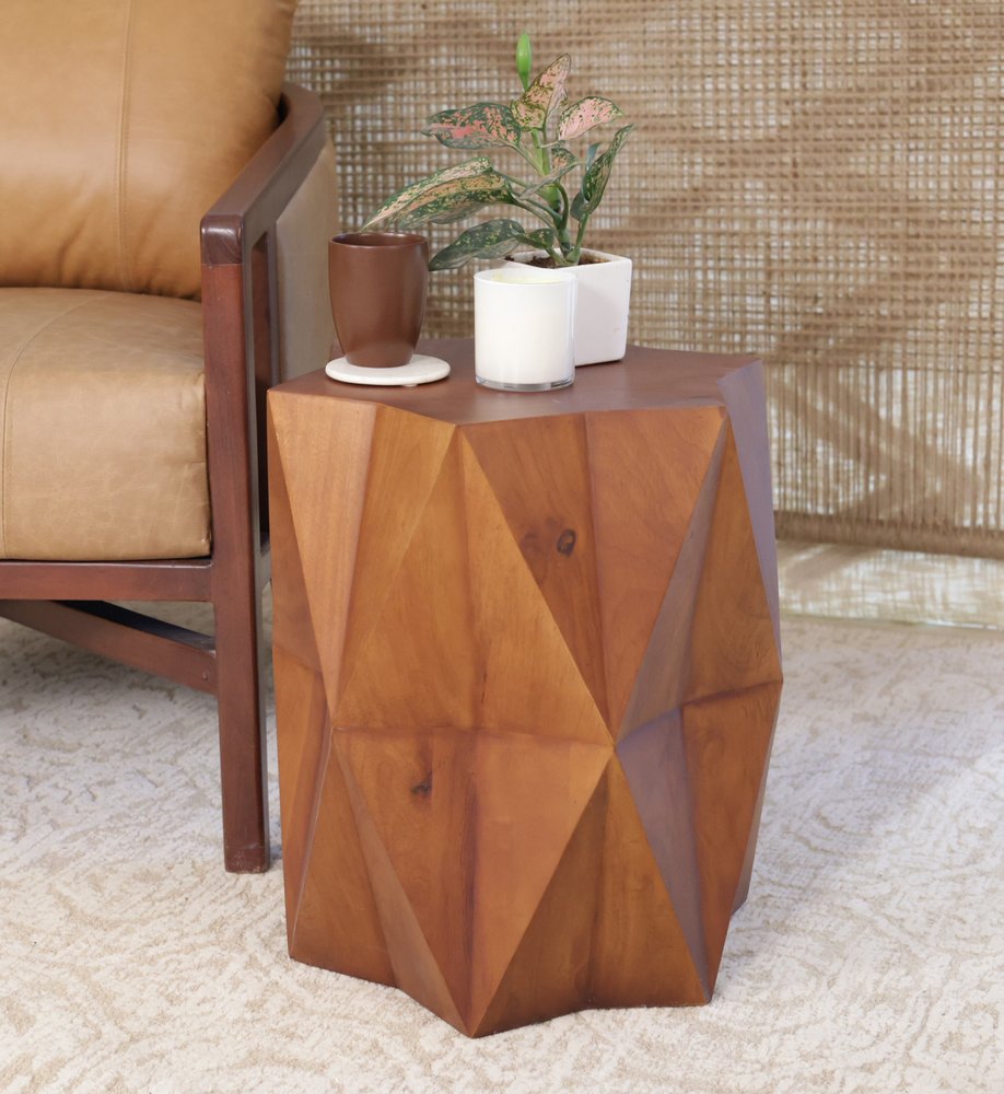 24" Brown Solid Wood End Table