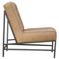 31" Cream And Black Genuine Leather Tufted Slipper Chair