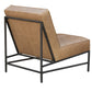 31" Cream And Black Genuine Leather Tufted Slipper Chair