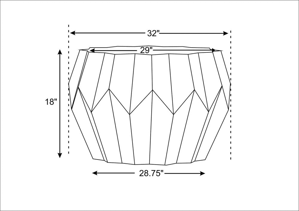 32" Off White Solid Wood Round Block Coffee Table