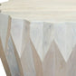 32" Off White Solid Wood Round Block Coffee Table