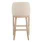 31" Beige and Natural Fabric and Solid Wood Bar Height Bar Chair