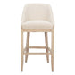 31" Beige and Natural Fabric and Solid Wood Bar Height Bar Chair