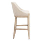 31" Beige and Natural Fabric and Solid Wood Bar Height Bar Chair