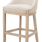 31" Beige and Natural Fabric and Solid Wood Bar Height Bar Chair