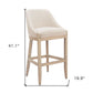 31" Beige and Natural Fabric and Solid Wood Bar Height Bar Chair