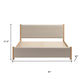 Natural and Beige Wood And Upholstery King Bed Frame