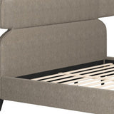 Brown Solid Wood And Upholstery King Bed Frame