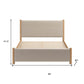 Beige Wood And Upholstery Queen Bed Frame