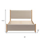 Beige Wood And Upholstery Queen Bed Frame