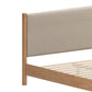 Beige Wood And Upholstery Queen Bed Frame