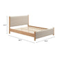 Beige Wood And Upholstery Queen Bed Frame