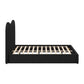Black Ribbed Texture Velvet Upholstered Queen Bed Frame