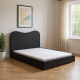 Black Ribbed Texture Velvet Upholstered Queen Bed Frame