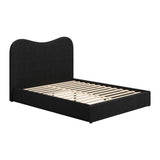 Black Ribbed Texture Velvet Upholstered Queen Bed Frame