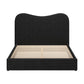 Black Ribbed Texture Velvet Upholstered Queen Bed Frame