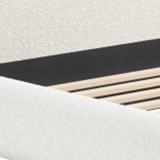 Ivory Solid Wood And Boucle King Bed Frame