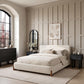 Ivory Solid Wood And Boucle King Bed Frame