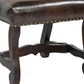 Set of Two Cream and Dark Brown Wood Leather And Linen Dining Side Chairs
