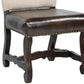 Set of Two Cream and Dark Brown Wood Leather And Linen Dining Side Chairs