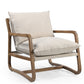 30" Beige And Natural Linen Arm Chair