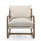 30" Beige And Natural Linen Arm Chair