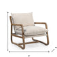 30" Beige And Natural Linen Arm Chair