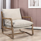 30" Beige And Natural Linen Arm Chair