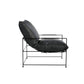 28" Black Genuine Leather Distressed Arm Chair