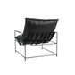 28" Black Genuine Leather Distressed Arm Chair