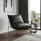28" Black Genuine Leather Distressed Arm Chair