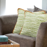 Set of Two 20" Green Beach Striped Throw Pillows