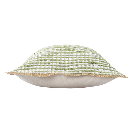 Set of Two 20" Green Beach Striped Cotton Blend Throw Pillows
