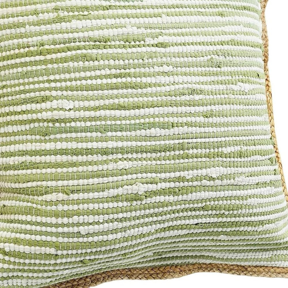 Set of Two 20" Green Beach Striped Throw Pillows