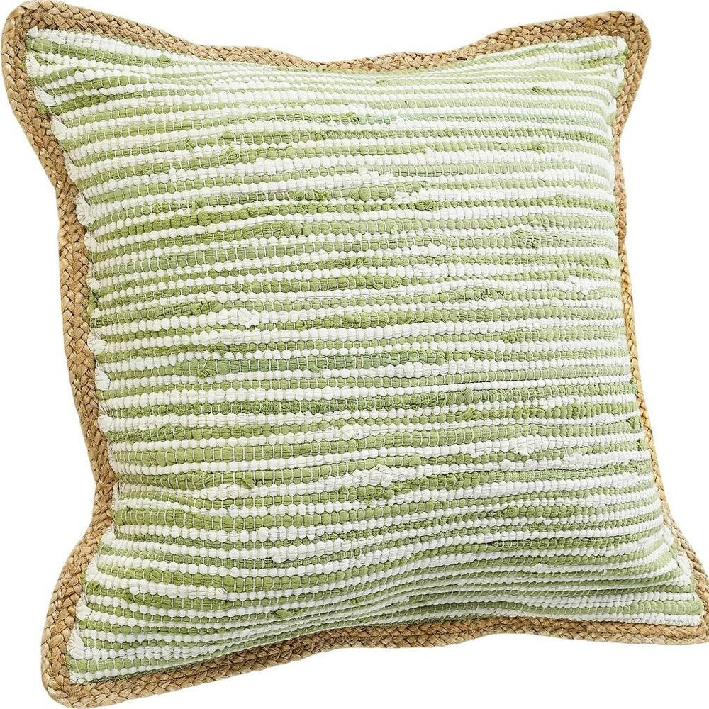 Set of Two 20" Green Beach Striped Throw Pillows