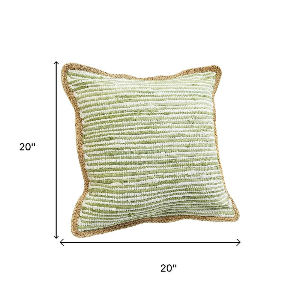 Set of Two 20" Green Beach Striped Throw Pillows