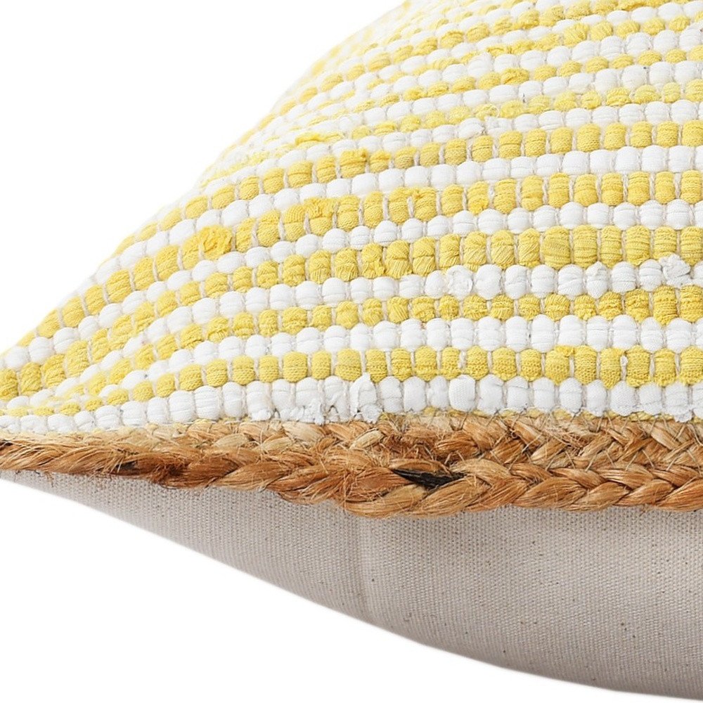 Set of Two 20" Yellow Beach Striped Throw Pillows
