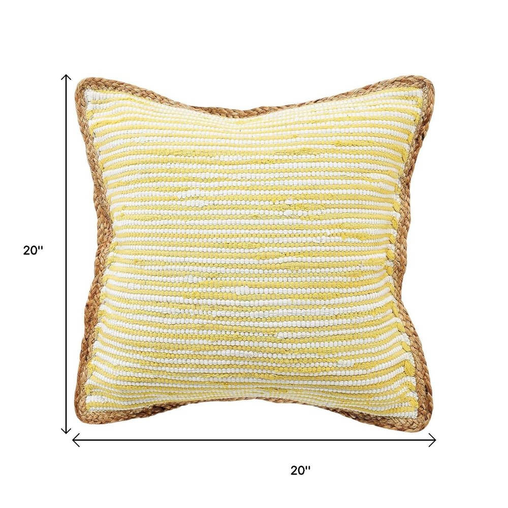 Set of Two 20" Yellow Beach Striped Throw Pillows