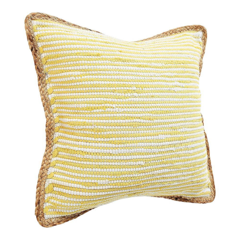 Set of Two 20" Yellow Beach Striped Throw Pillows