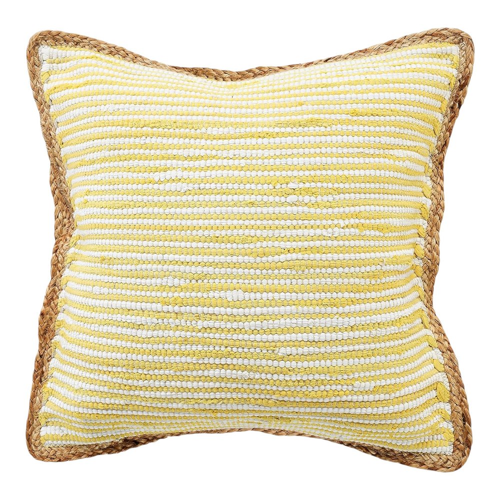 Set of Two 20" Yellow Beach Striped Throw Pillows